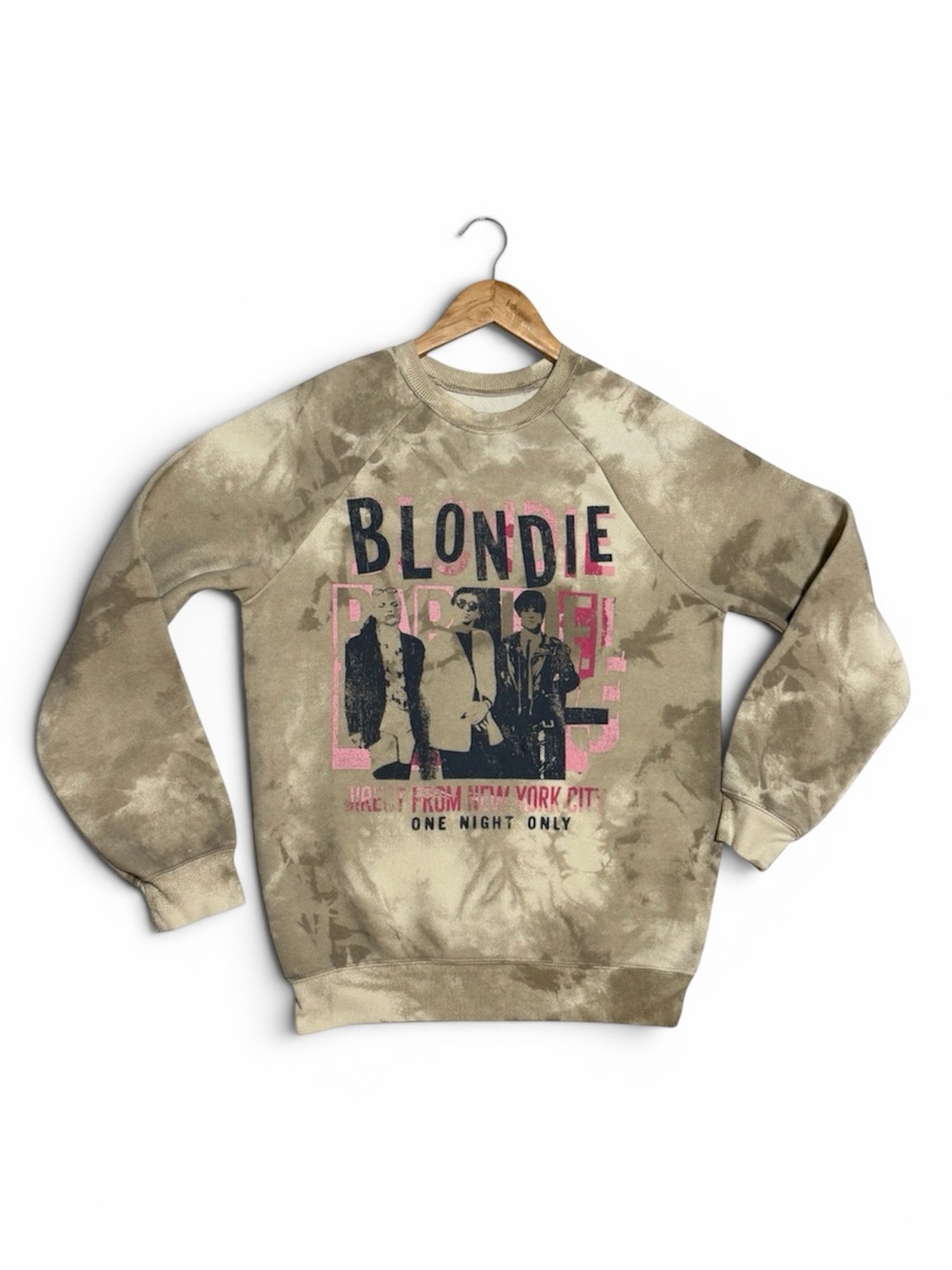 Women’s Blondie Band Sweatshirt XS Tie Dye Graphic Pullover Retro Rock Crewneck